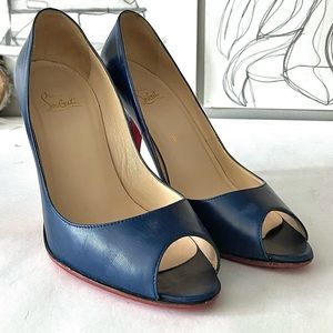 Authentic Navy Open-toed Christian Louboutin Heels